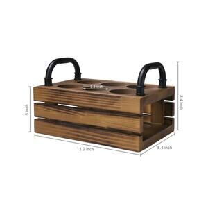 Rustic Beer Bottle Crate Wooden Beverage Drink Holder Carrier Server Caddy NEW